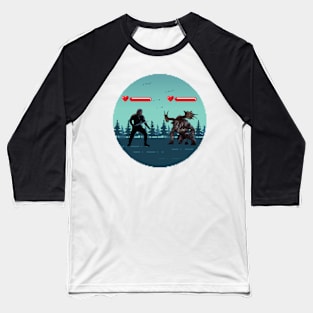 Fighting Monsters - Pixel Art Baseball T-Shirt